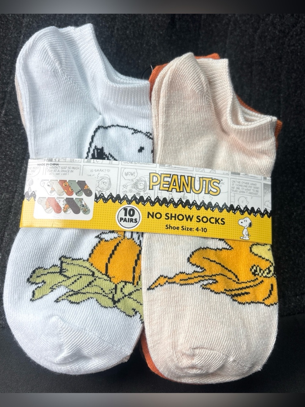 NWT 10 Pairs Of Peanuts Snoopy Fall Halloween No Show Socks Size 4-10 Woodstock